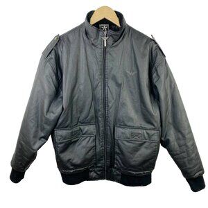 Avirex Bomber Flight Jacket Mens Size Medium Black Full Zip Coat Aviator Retro